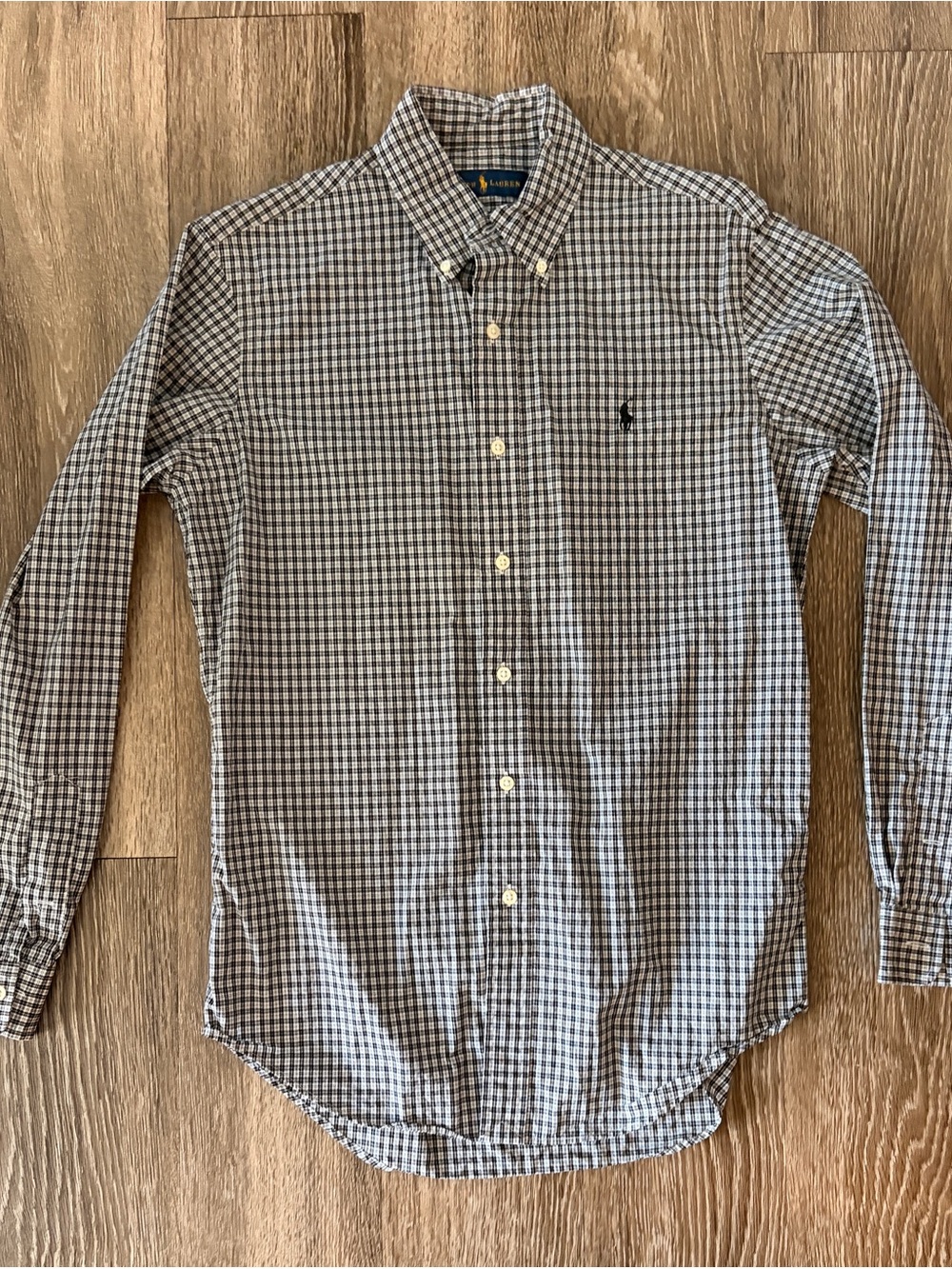 Ralph Lauren Men's Navy and White Small Check Button-Down Shirt